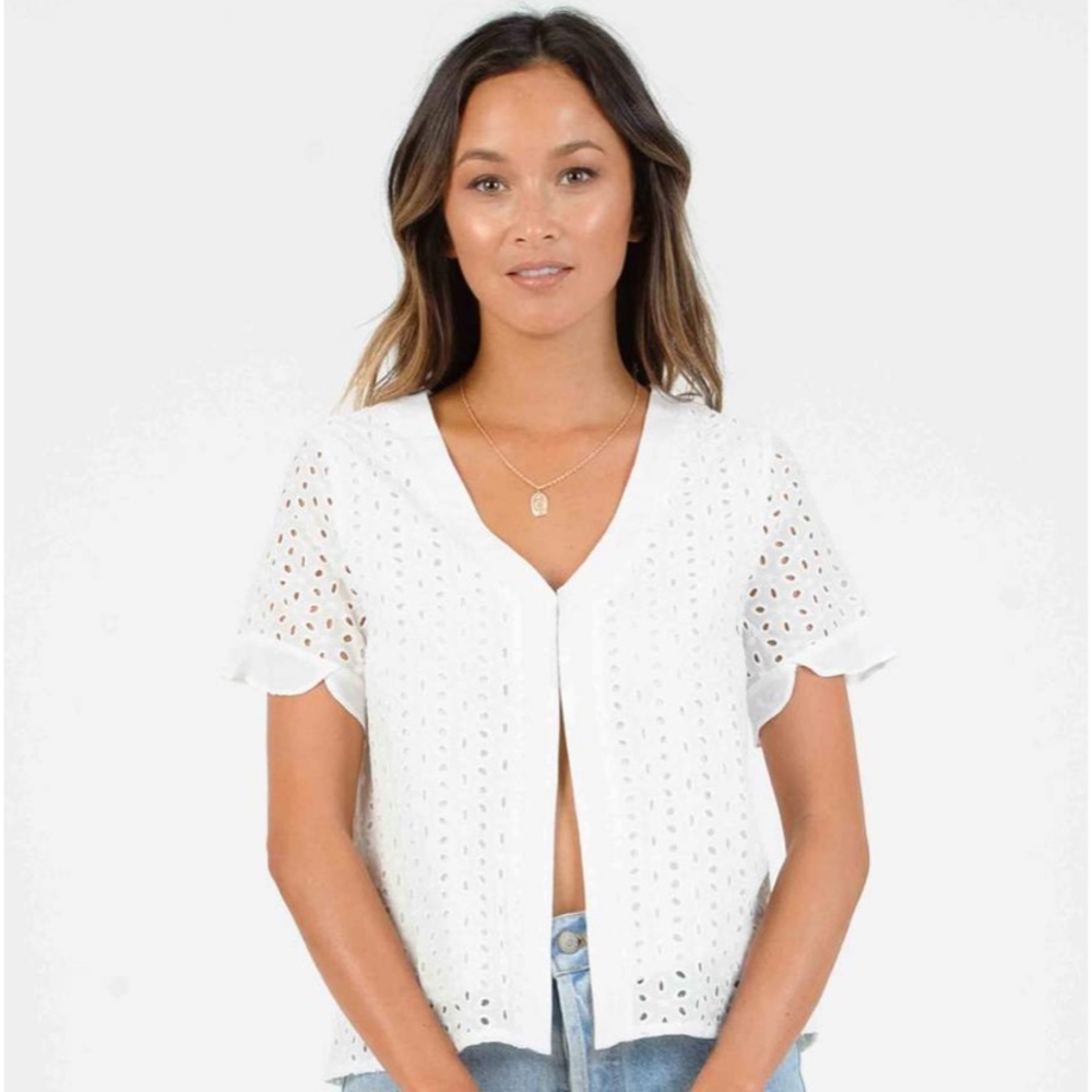 Lucca Couture Orion Top in White Eyelet